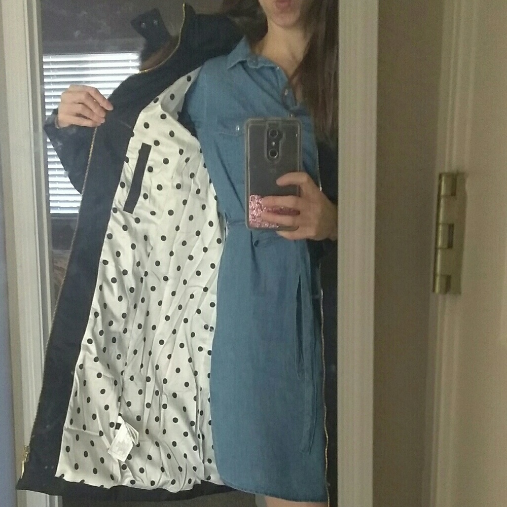 NWT kate spade black puffer with faux fur trim